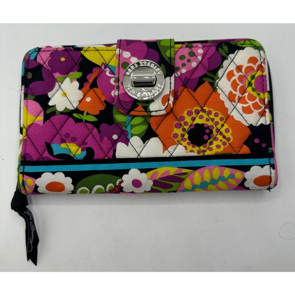 Vera Bradley Va Va Bloom 2012 Women Floral Multicolor Turn Lock Zip-Around Walle - Picture 1 of 7